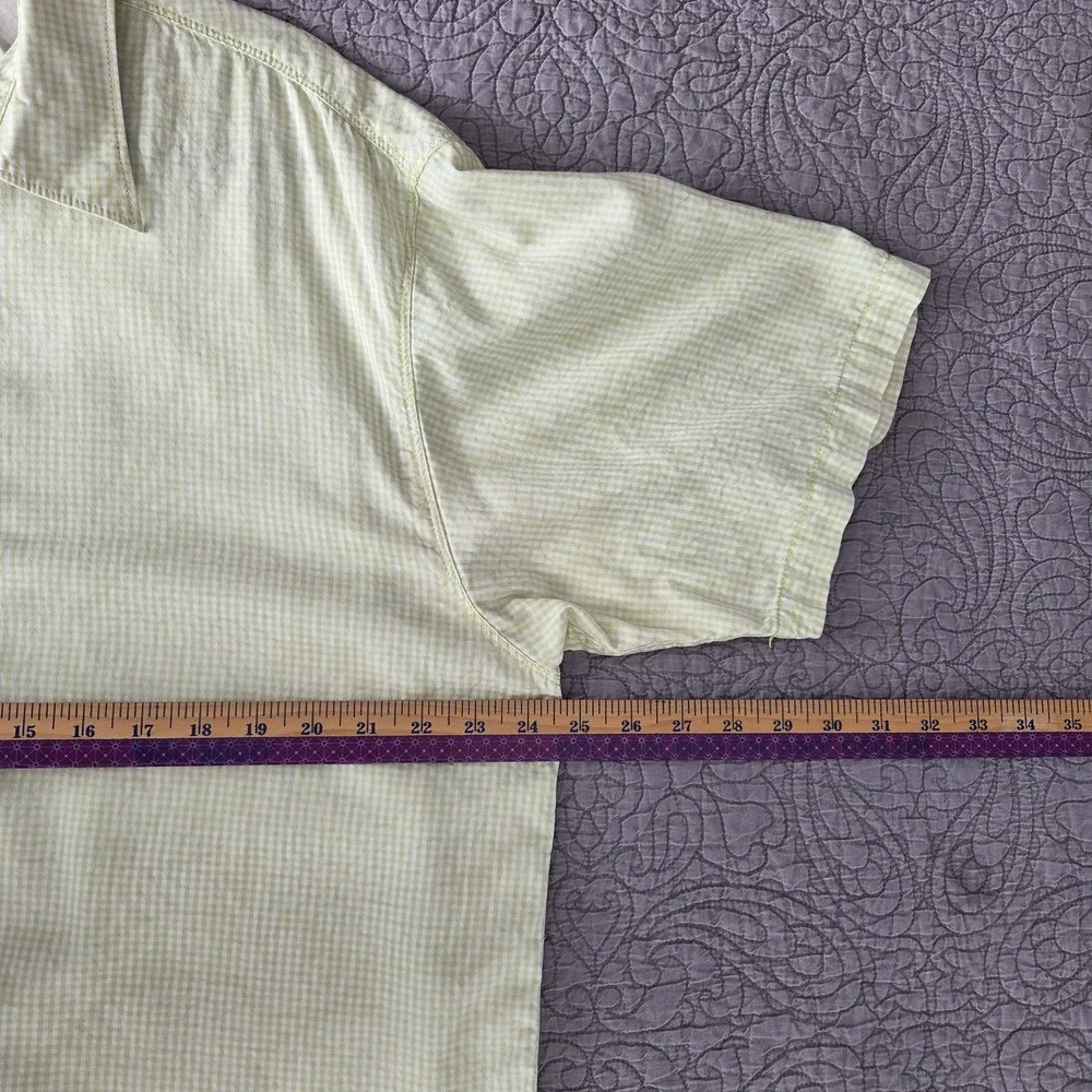 Tommy Bahama Mens XL Button Down Shirt Cotton Tencel Floral Gingham Yellow Green - Picture 8 of 9